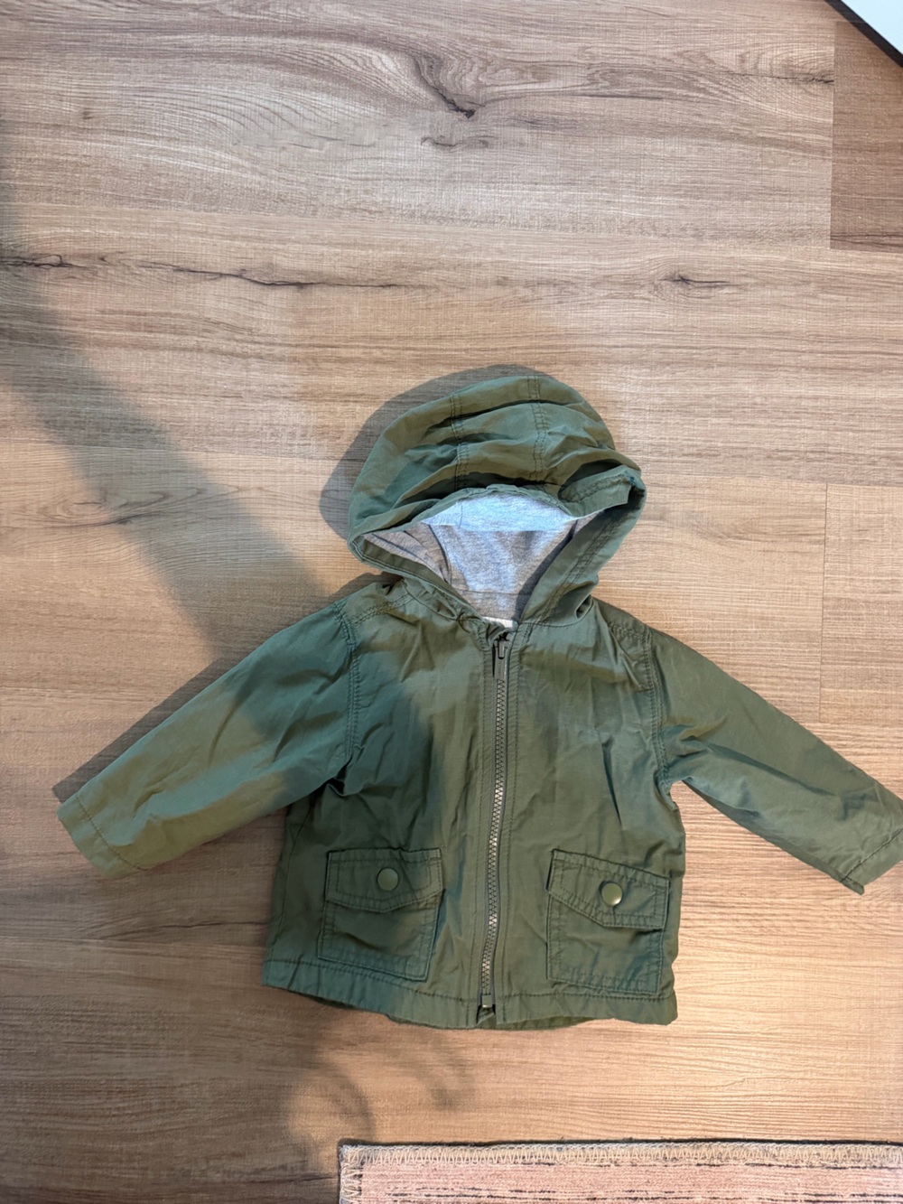 Green Hooded Lightweight Jacket